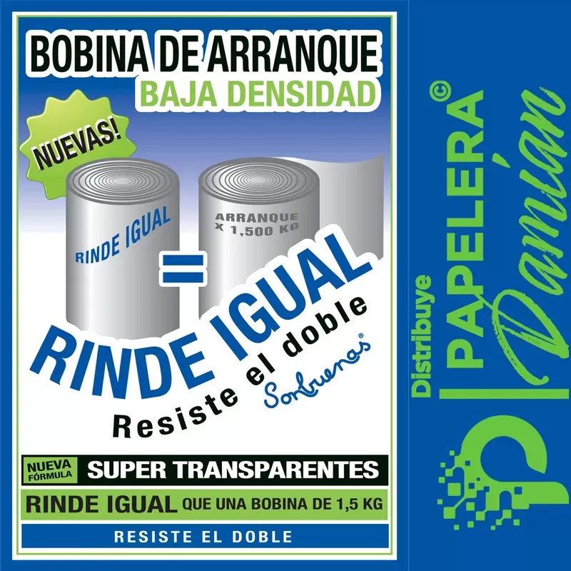 Bolsas de arranque Baja densidad 25x35 Super Transparente cristal Rinde Igual en rollo