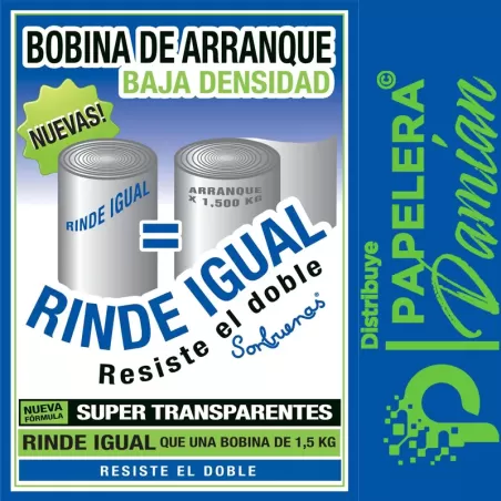 Bolsa Baja densidad arranque 25x35 CRISTAL Rinde Igual