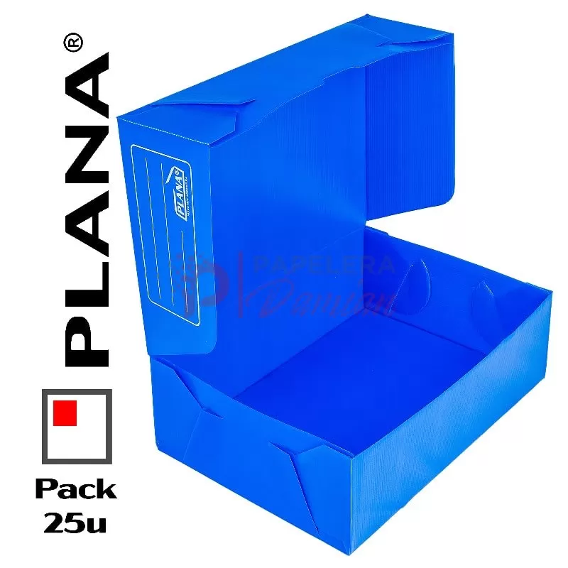 Cajas archivo Legajo plasticas PLANA tapa volcada 12cm 703 Pack 25