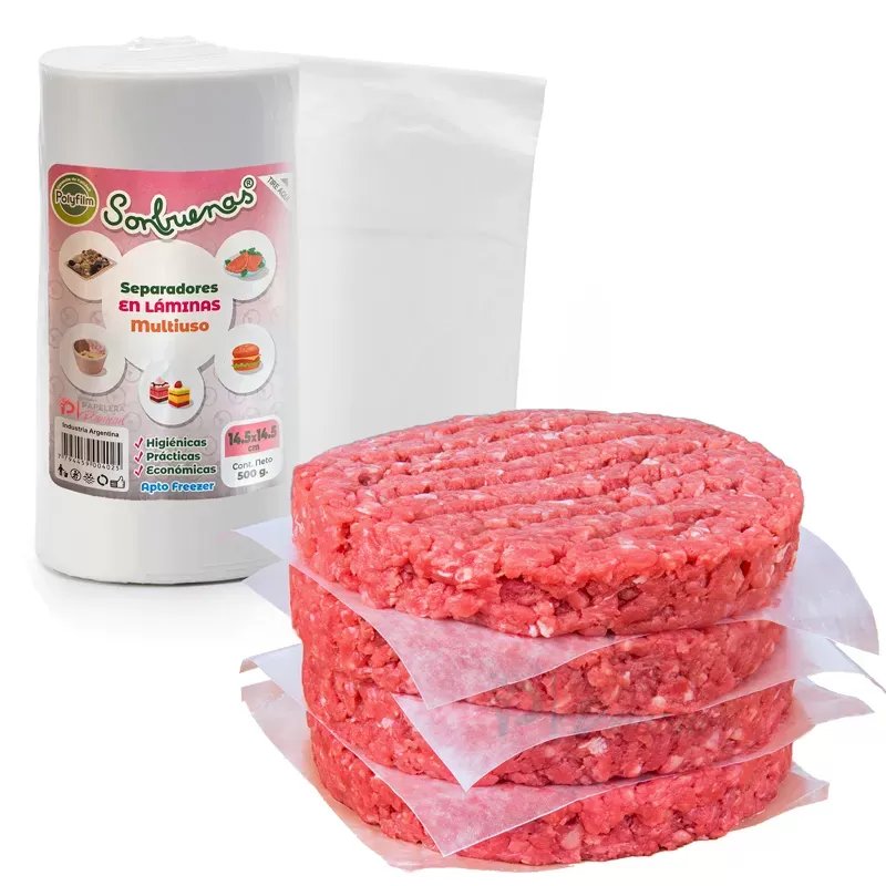 Folex hamburgesa Paty en rollo laminas Separadores de freezer