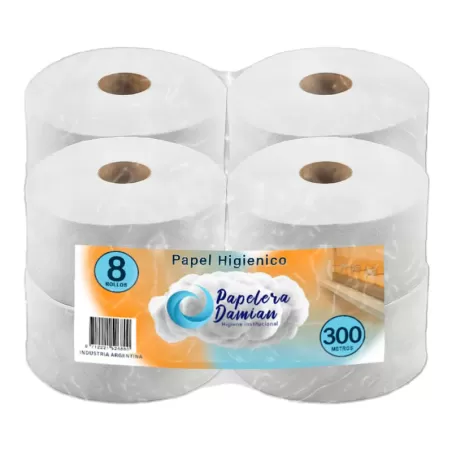 Papel Higiénico Blanco Tissue Jumbo 8 Unid. X 300 Mts