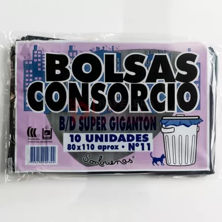 Bolsa de Consorcio Residuo 80x110 reforzada para basura sobre de 10 bolsas