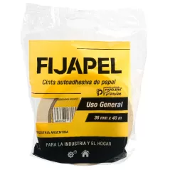 Cinta de papel 36mm Fijapel rollo de 40 mt adhesiva en bolsa