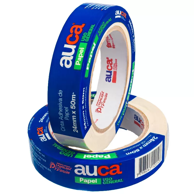 Cinta de papel precio 24mm AUCA rollo de 50 mt adhesiva