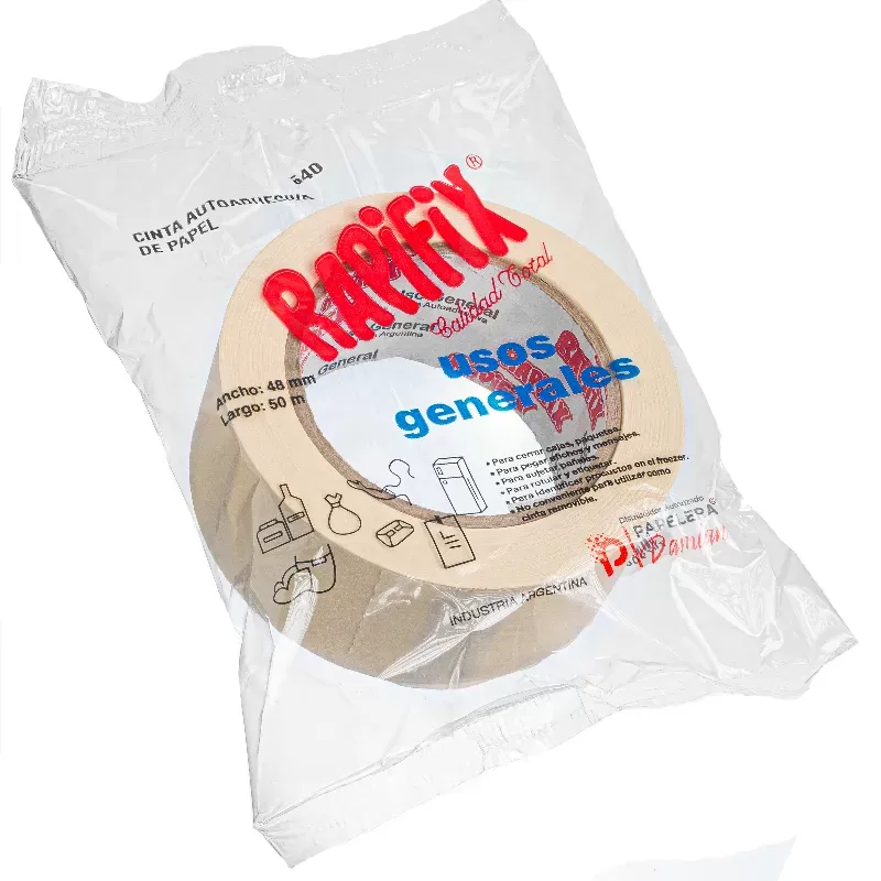 Cinta papel 48mm Rapifix 50mt rollo unidad adhesiva uso general