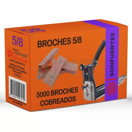 Broches 5/8 Cobreados x5000u Sonfuertes para abrochadoras industriales cierra cajas