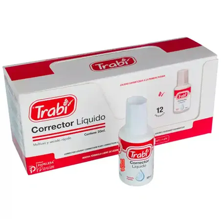 Corrector Trabi liquido frasco con pincel al solvente