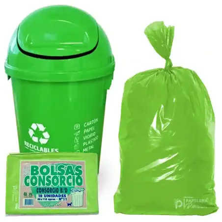 Bolsa de consorcio verde 80x110 basura residuo reciclaje 10u