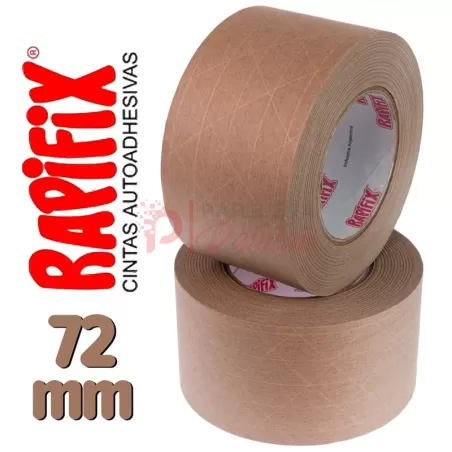 Cinta engomada de papel 72mm fibrada reforzada Rapifix 65 mts