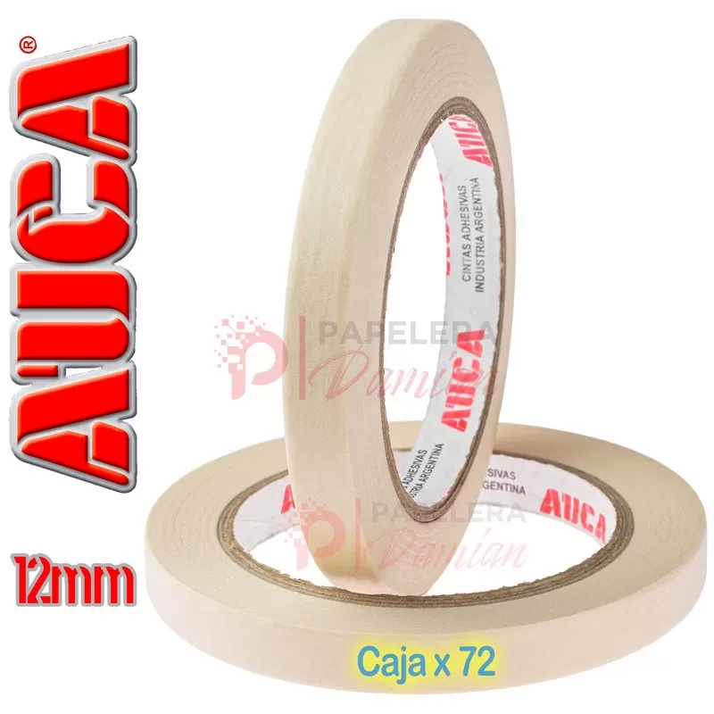 Cintas de papel 12mm AUCA 50 mt Caja de 72 rollos adhesiva