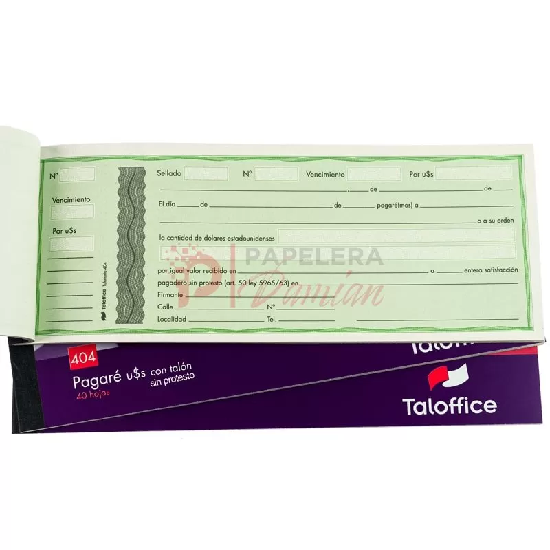 Pagare en dolares sin protesto Tal-Office 404 40 hojas talon