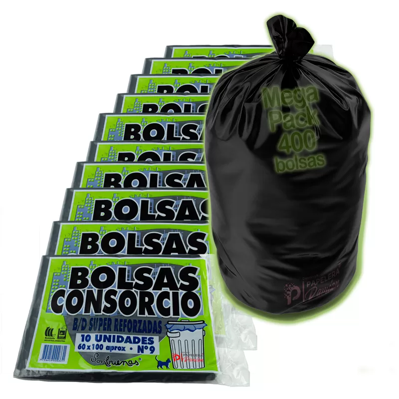 Bolsa Residuo Consorcio 60 x 100 reforzada gruesas negras bulto 400 u.