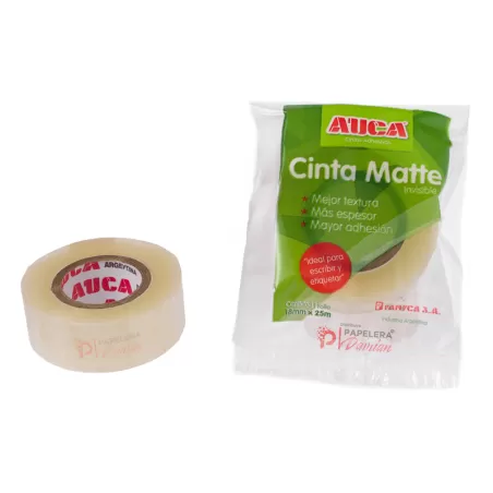 Cinta adhesiva Polipropileno AUCA Matte Magica Invisible 18mm x 25mt