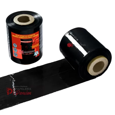 Film Stretch 10cm Negro Para Embalar 5 Cajas de 36 rollos